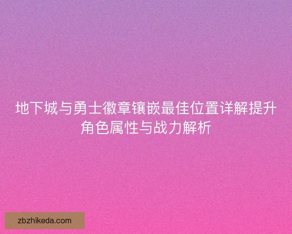 地下城与勇士徽章镶嵌最佳位置详解提升角色属性与战力解析